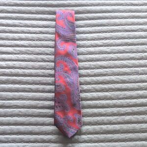 Jos. A. Bank Coral Pink Tie with Purple Paisley